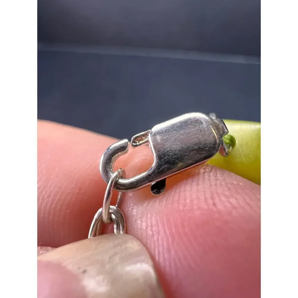 NEW olive serpentine necklace with sterling silver clasp